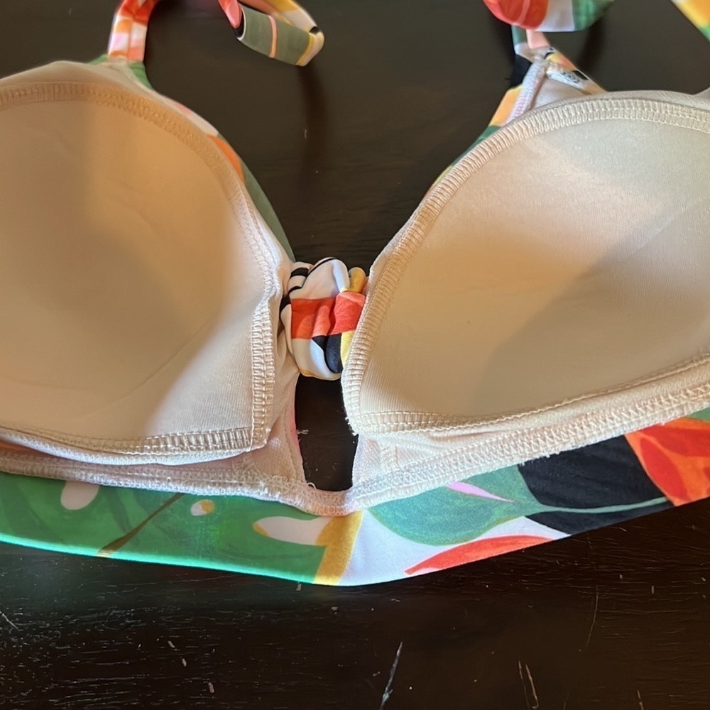 Kona Sol tropical leaves V-Neck Knot Bikini Top and Hipster Bottom medium - Picture 12 of 14
